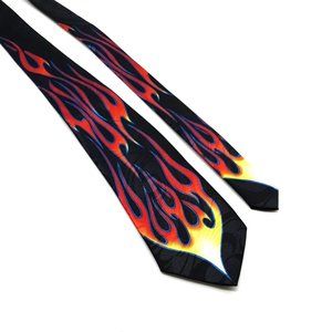 Steven Harris Mens 100% Polyester Tie Flame on Black Server Work Casual Hot Fun